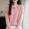 丁摩 100%纯羊毛重磅刺绣钩花开衫R-256 商品缩略图1