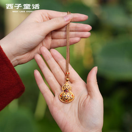 【预售3-5天】灵隐文创  新中式沙金项链女生招米毛衣链饰品 商品图1