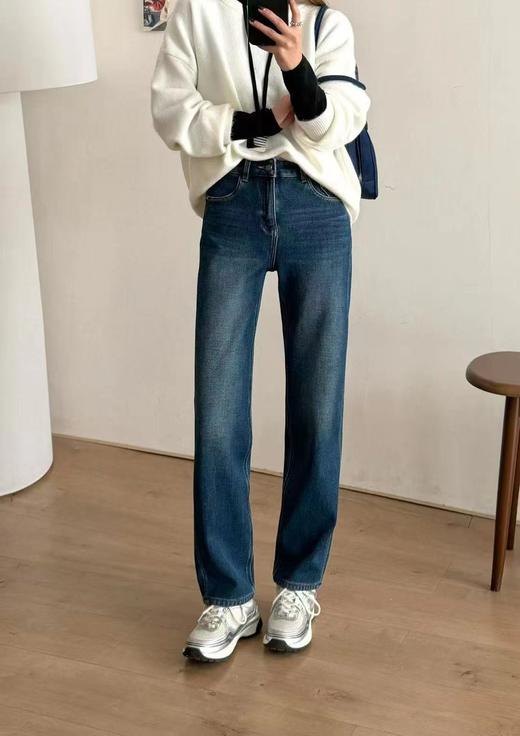 D121426南瓜刺绣加绒牛仔烟管裤冬加厚奥粒绒保暖显瘦法棍裤九分直筒裤女 商品图11