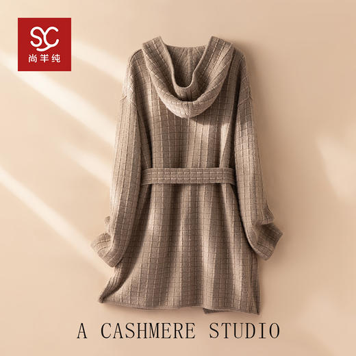 100%Baby小山羊绒~连帽加厚针织大外套中长款开衫BABY25160 商品图4