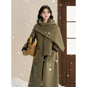 鹿向南【1217/20:00新品】绿色毛呢外套