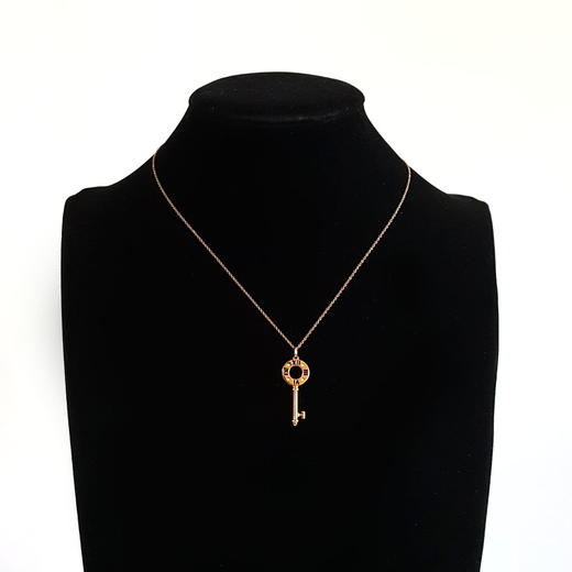 【95新】Tiffany & Co.蒂芙尼18K玫瑰金罗马数字镂空四钻钥匙项链链长约40cm女士 231125AK06 商品图5