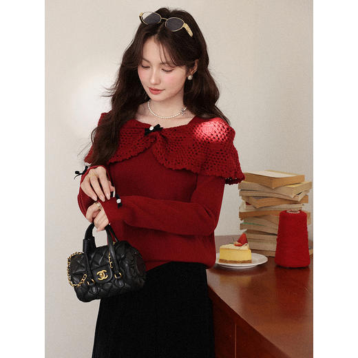 鹿向南【1217/20:00新品前1小时7折限量100件】复古红毛衣 商品图0