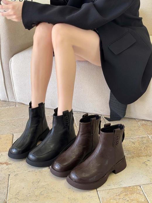 【胖D来同款英伦风加绒短靴SS520】高品质真皮❗️又暖又软🔥 柔软超有质感❗️不闷脚❗️-PWJCY 商品图1