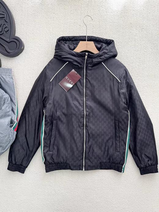 D121476秋冬新款满印字母GG织带薄棉拉链连帽夹克外套 商品图2