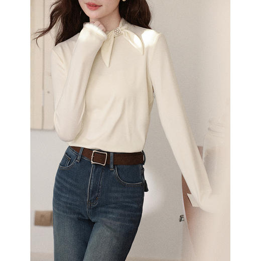 鹿向南【1217/20:00新品前1小时7折限量100件】加绒杏色T恤 商品图3