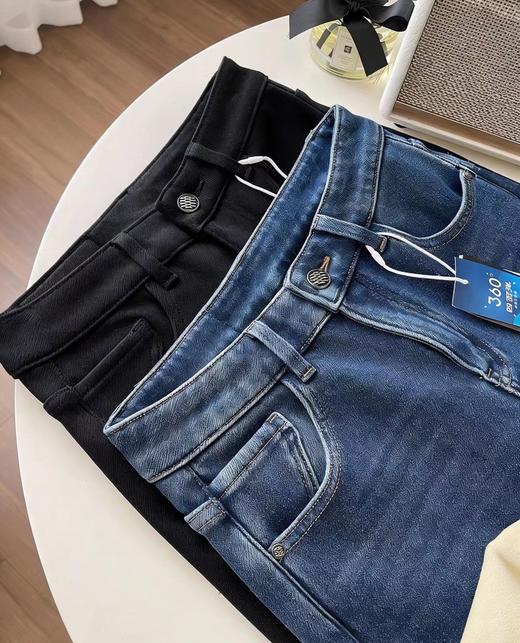 D121426南瓜刺绣加绒牛仔烟管裤冬加厚奥粒绒保暖显瘦法棍裤九分直筒裤女 商品图3