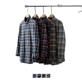 经典款~纯棉格子长袖衬衫磨毛男士免烫衬衣