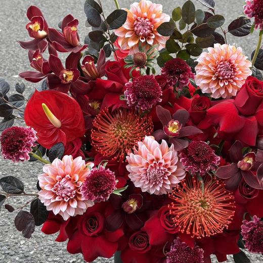 《喜气洋洋》针垫红掌奶油桃子红色系抱抱桶 商品图1