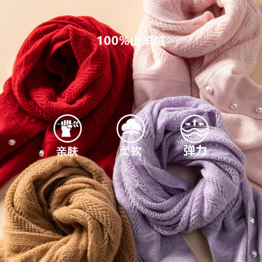 时刻优雅~100纯山羊绒披肩围巾两用镂空珍珠扣针织开衫女CYR25143 商品图1