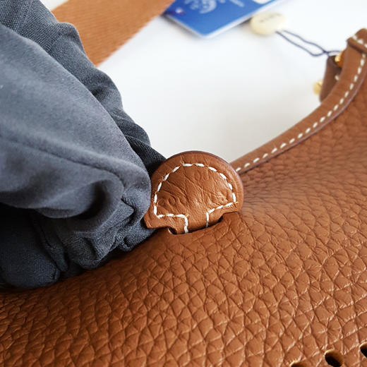 【98新】Hermes爱马仕H069426CCCI金棕金扣TC皮mini Evelyne伊芙琳单肩斜挎包女士 111225AK08 商品图8