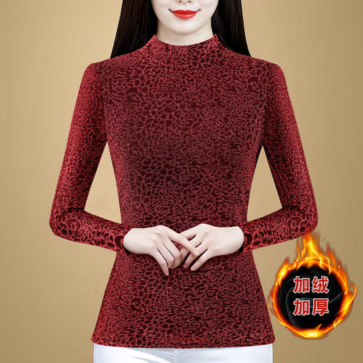 KQL 750G530网纱长袖t恤优雅复古立领加绒上衣 商品图8