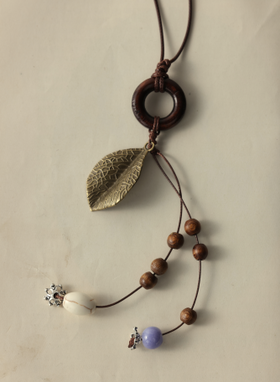 鹿鹿推荐·高级感波西米亚风树叶流苏项链毛衣链