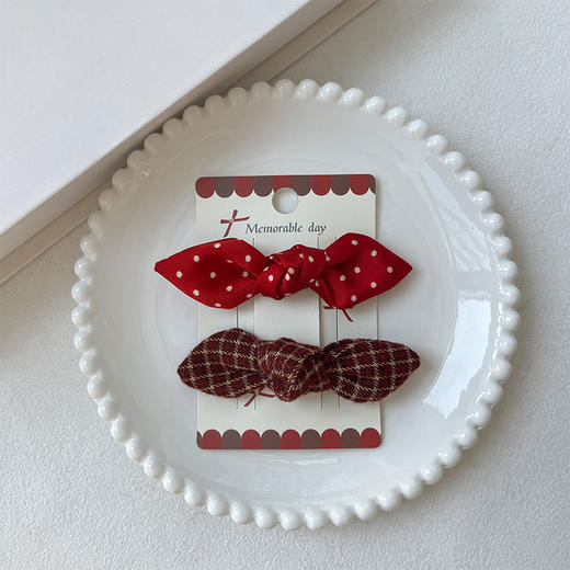 复古英伦风红咖格纹FGKH发夹-纪念日百货门店同款167949795 商品图4