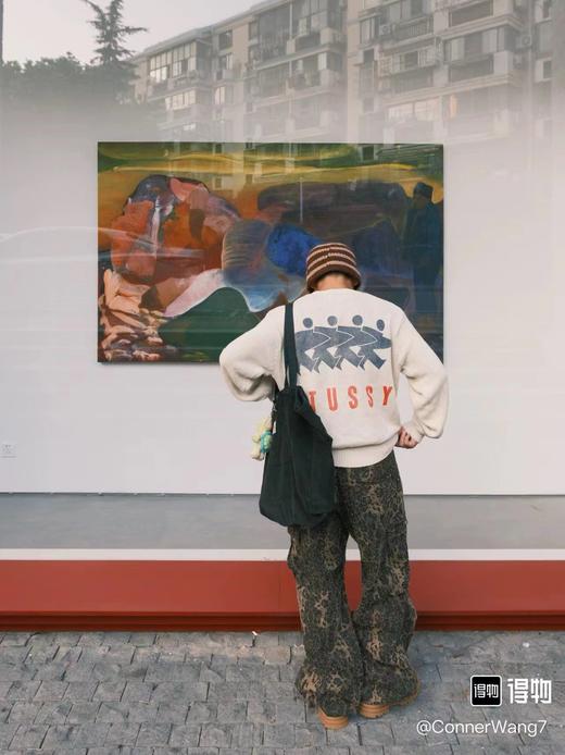 D121479背面Logo印花西海岸复古休闲情侣圆领针织毛衣 商品图14