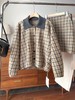 D121468老钱风复古时尚撞色翻领格纹针织开衫外套半身裙套装女 商品缩略图9