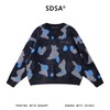 8606SDSA男士秋冬新款痞帅男装美式刺绣字母拼接圆领毛衣复古百搭上衣 商品缩略图0