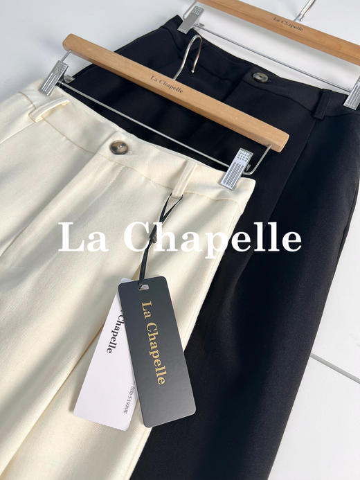 会员福利【进口高支棉~高克重】拉夏贝尔/La Chapelle高腰一粒扣九分休闲裤显瘦百搭直筒裤 商品图5
