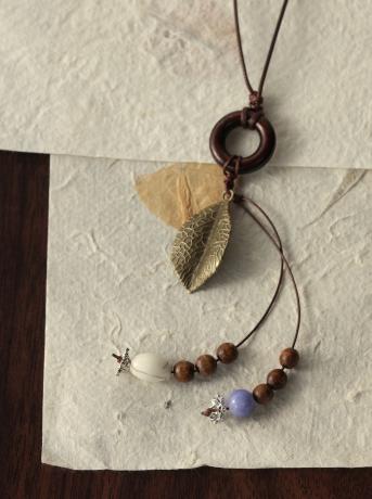 鹿鹿推荐·高级感波西米亚风树叶流苏项链毛衣链 商品图2