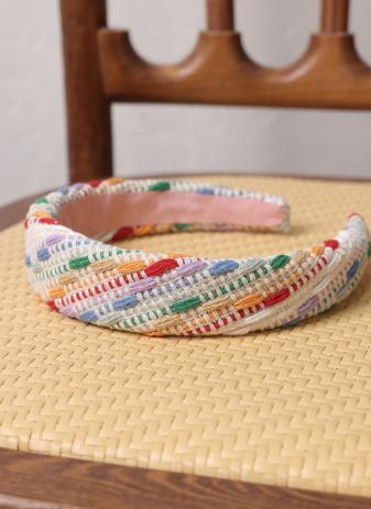 鹿鹿推荐·高颅顶多巴胺彩色编织格纹复古发箍 商品图0