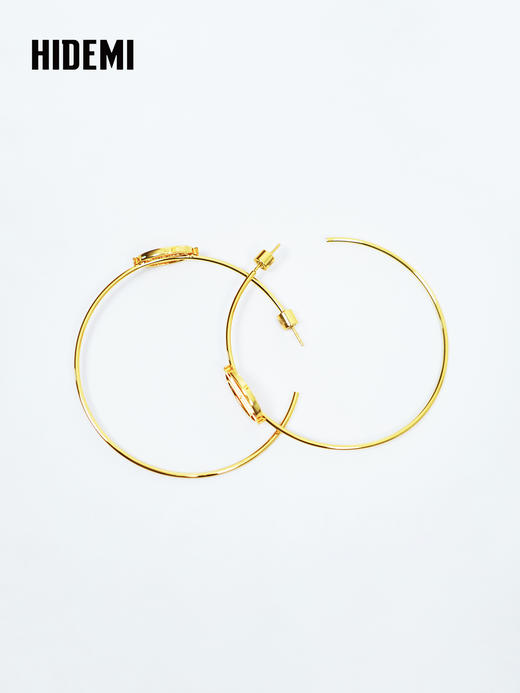 HIDEMI 大秀款限定logo系列镀金空hoop圈圈大耳环 商品图5
