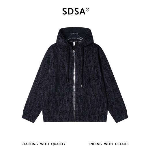 SDSA男士秋冬新款痞帅男装高街提花撞色拉链连帽卫衣外套百搭时尚 商品图0