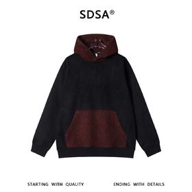 SDSA男士秋冬新款痞帅男装韩版拼接撞色针织连帽卫衣宽松舒适上衣