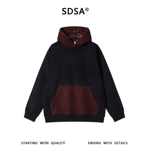 SDSA男士秋冬新款痞帅男装韩版拼接撞色针织连帽卫衣宽松舒适上衣 商品图0