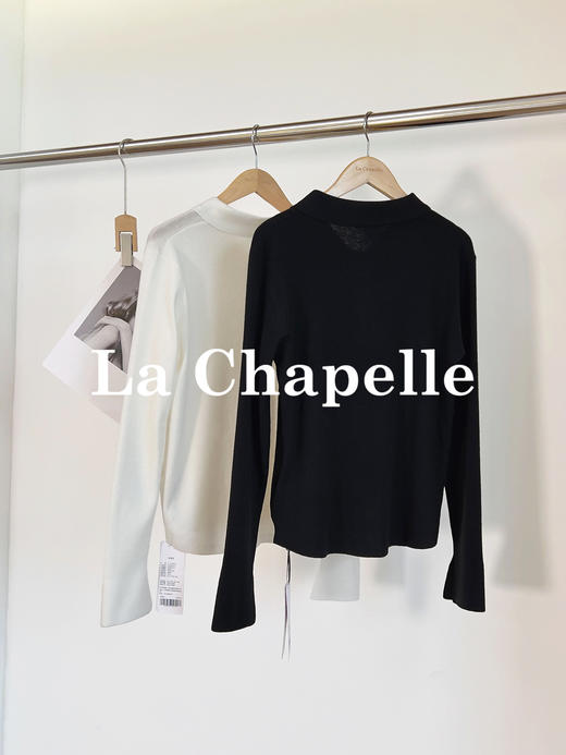 会员福利【绵羊毛/高密针织】拉夏贝尔/La Chapelle云柔软糯针织衫翻领方扣套头慵懒感开衫毛衣 商品图4