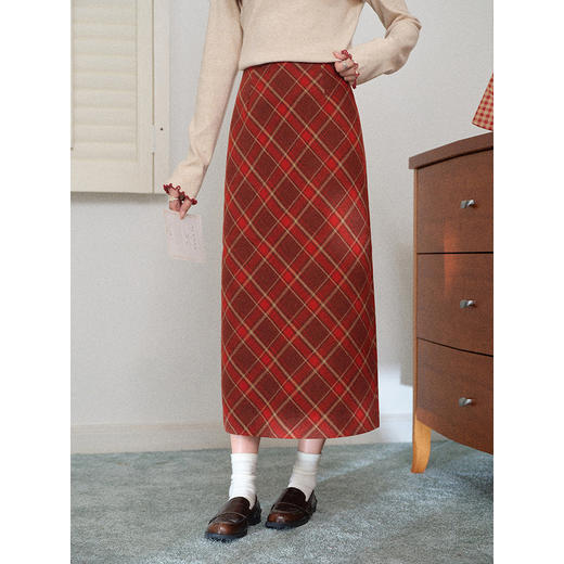 鹿向南【1217/20:00新品前1小时7折限量100件】红色半身裙 商品图0