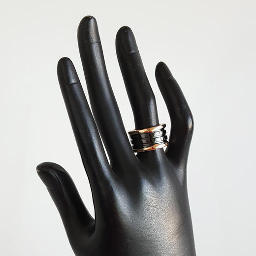 【95新】BVLGARI宝格丽B.zero1系列AN85556318K玫瑰金黑陶瓷四环弹簧戒指53号中性款 261125AK16 商品图6