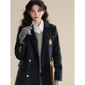 鹿向南【1212/20:00新品】深灰色毛呢大衣