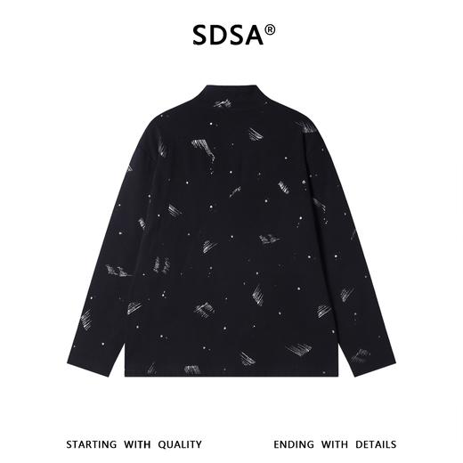 SDSA秋冬新款痞帅男装时尚泼墨印花立领长袖T恤百搭时尚打底衫 商品图4