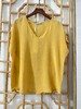 「断码清仓」复古风姜黄色V领蝙蝠袖透气桑蚕丝上衣 L码 ZFYY150 商品缩略图0