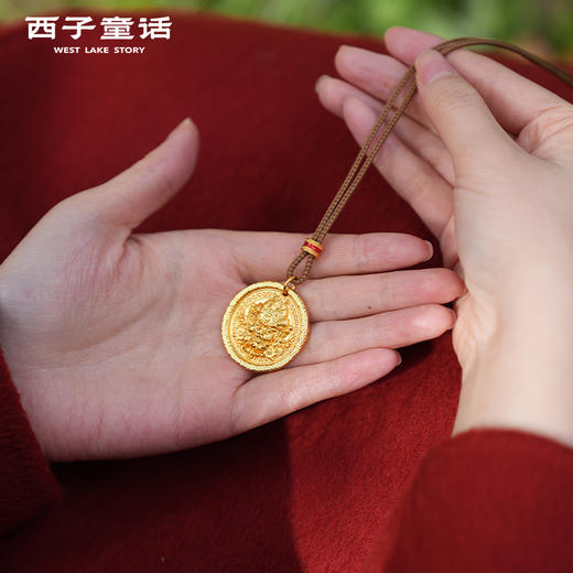 【预售3-5天】灵隐文创  新中式沙金项链女生招米毛衣链饰品 商品图0