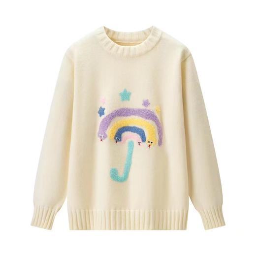 D121428圆领卡通毛巾绣圣诞新年红七色彩虹圆领针织衫毛衣 商品图10