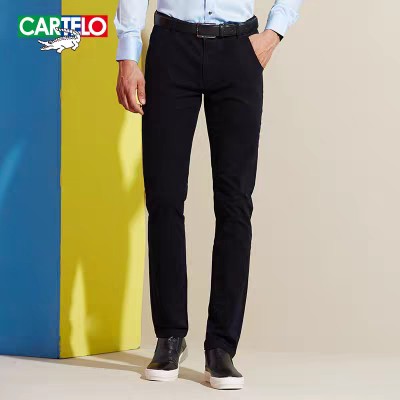 XXM CARTELO鳄鱼秋冬直筒棉直筒男裤男士休闲长裤（藏青色）