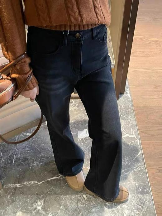 一店z 【植绒棉弹】IC小禾磨毛四面弹加厚高腰喇叭牛仔裤 商品图2