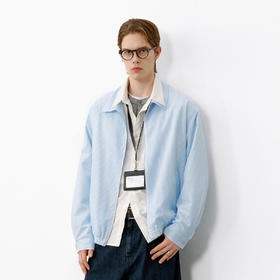 714street 复古哈灵顿夹克 2026春季新款 泡泡纱条纹外套男女同款