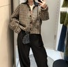 D121468老钱风复古时尚撞色翻领格纹针织开衫外套半身裙套装女 商品缩略图6