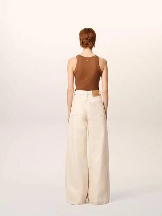 D121463女士字母贴牌棉斜纹牛仔内里织绒阔腿牛仔裤 商品图11