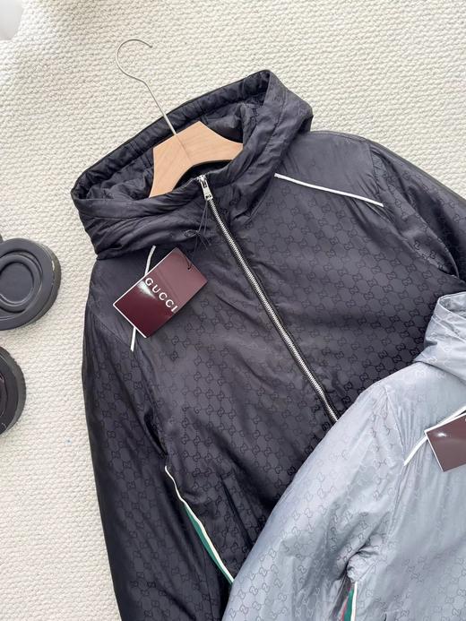 D121476秋冬新款满印字母GG织带薄棉拉链连帽夹克外套 商品图6