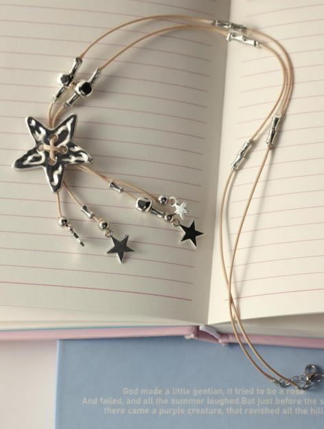 鹿鹿推荐·【工业风】旧编绳星星流苏项链吊坠毛衣链 商品图3