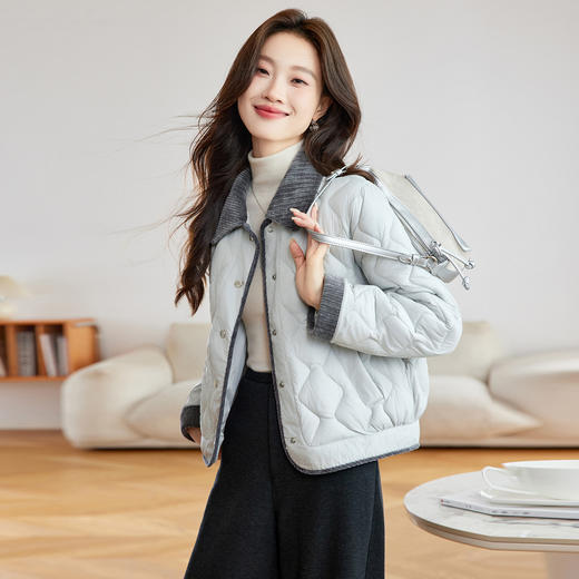 百媚生 秋冬短款棉衣外套压棉轻薄保暖上衣MX35890 商品图0