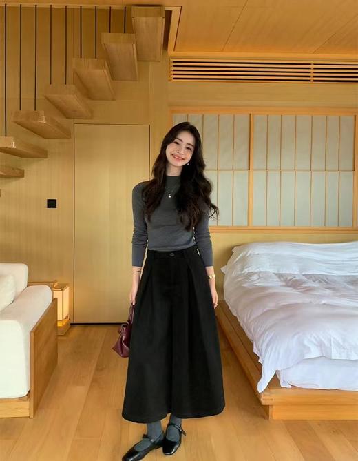 D121459冬季设计感加厚羊毛呢宽松显瘦阔腿裤裙裤 商品图1