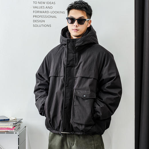 徐太浪【大口袋 抽绳收腰】工装风羽绒服男冬季厚款连帽防寒外套 商品图1