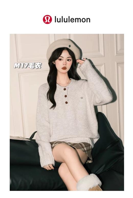 D121408冬季新款女士羊驼绒三粒扣毛衣针织衫 商品图9