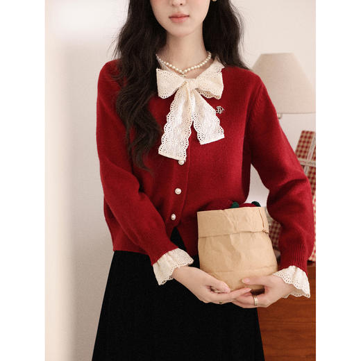 鹿向南【1217/20:00新品前1小时7折限量100件】红色针织衫 商品图2