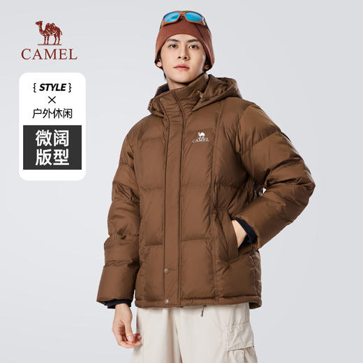 送运费险~原价2328元骆驼连帽加厚保暖情侣同款面包连帽鸭绒填充羽绒服 商品图1