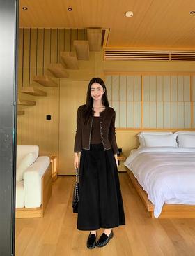 D121459冬季设计感加厚羊毛呢宽松显瘦阔腿裤裙裤